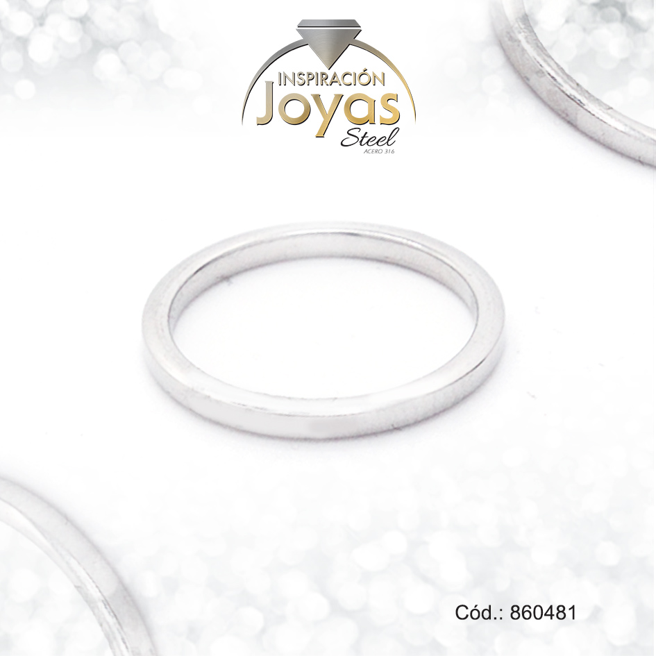 860481 Anillo de Acero Matrimonio Plateado Pulido Talla 8 - 860481 - Imagen 1