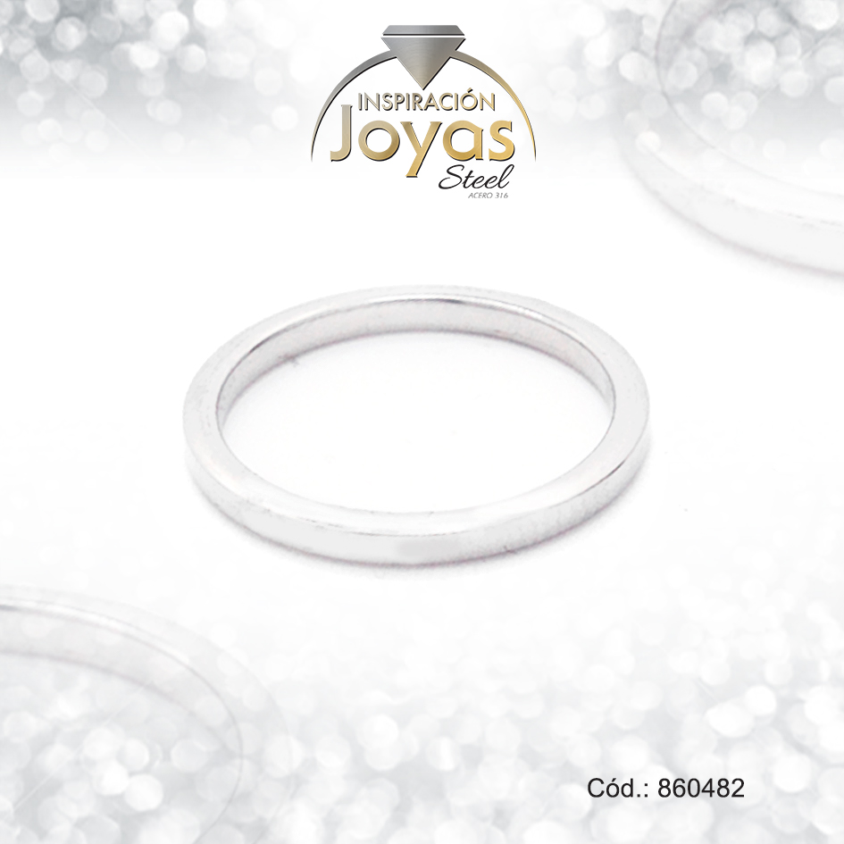 860482 Anillo de Acero Matrimonio Plateado Pulido Talla 9 - 860482 - Imagen 1