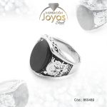 Anillo de Acero Caballero Piedra Plateado Punk NegroTalla 8 - 860489