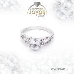 Anillo de Acero Solitario Circón Plateado Círculo Talla 6 - 860495