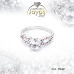 Anillo de Acero Solitario Circón Plateado Círculo Talla 8 - 860497