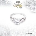 Anillo de Acero Solitario Circón Plateado Círculo Talla 9 - 860498