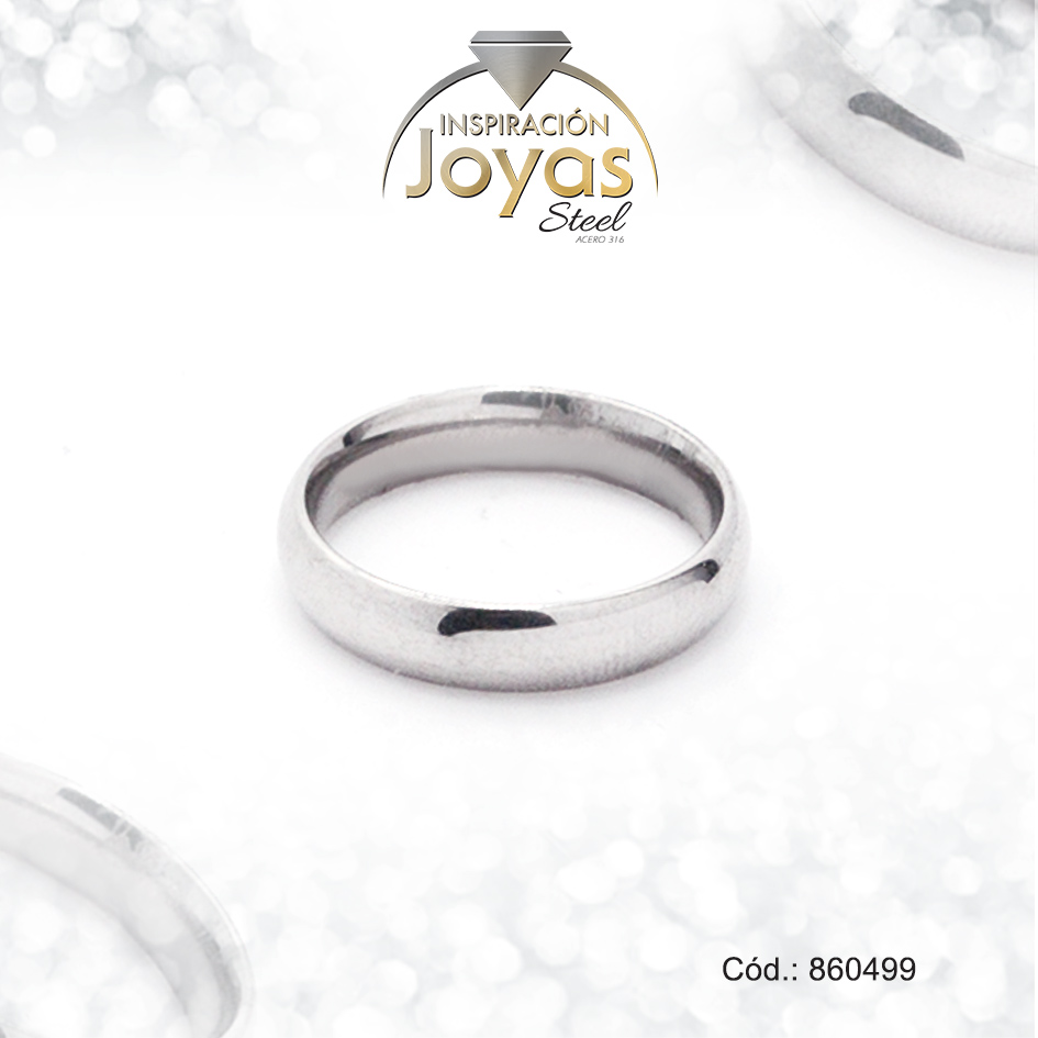 860499 Anillo de Acero Matrimonio Plateado Pulido Talla 6 - 860499 - Imagen 1