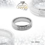 Anillo de Acero Matrimonio Circón Plateado Cuadrado Talla 7 - 860504