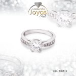 Anillo de Acero Solitario Circón Plateado Círculo Talla 7 - 860512