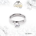 Anillo de Acero Solitario Circón Plateado Círculo Talla 6 - 860517