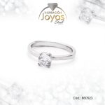 Anillo de Acero Solitario Circón Plateado Círculo Talla 6 - 860523