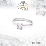 Anillo de Acero Solitario Circón Plateado Círculo Talla 7 - 860524