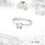 Anillo de Acero Solitario Circón Plateado Círculo Talla 8 - 860525