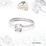 Anillo de Acero Solitario Circón Plateado Círculo Talla 6 - 860528