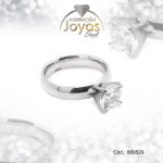 Anillo de Acero Solitario Circón Plateado Círculo Talla 7 - 860529