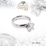 Anillo de Acero Solitario Circón Plateado Círculo Talla 9 - 860531