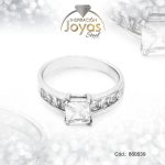 Anillo de Acero Solitario Circón Plateado Cuadrado Talla 9 - 860539