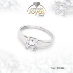 Anillo de Acero Solitario Circón Plateado Círculo Talla 7 - 860540