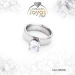 Anillo de Acero Solitario Circón Plateado Círculo Talla 6 - 860541