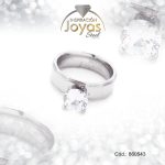 Anillo de Acero Solitario Circón Plateado Círculo Talla 8 - 860543