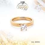 Anillo de Acero Solitario Circón Dorado Círculo Talla 6 - 860552