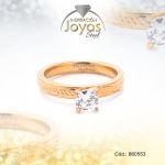 Anillo de Acero Solitario Circón Dorado Círculo Talla 7 - 860553