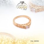 Anillo de Acero Solitario Circón Dorado Cuadrado Talla 8 - 860562