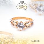 Anillo de Acero Solitario Circón Dorado Círculo Talla 8 - 860569