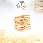 Anillo de Acero Variado  Dorado Línea Talla 9 - 860582