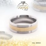 Anillo de Acero Matrimonio 2 Tonos Línea Talla 6 - 860634