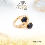 Anillo de Acero Variado Piedra Dorado Doble Negro Talla 5 - 860641