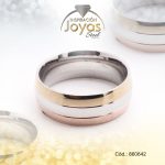 Anillo de Acero Matrimonio 3 Tonos Línea Talla 9 - 860642