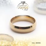 Anillo de Acero Matrimonio Dorado Pulido Talla 11 - 860689