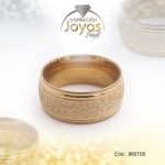 Anillo de Acero Matrimonio Dorado Escarchado Talla 8 - 860705