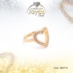 Anillo de Acero Variado Circón Dorado Corazón Talla 7 - 860719