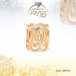 Anillo de Acero Variado Dorado Línea Talla 8 - 860723