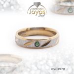 Anillo de Acero Matrimonio Circón 2 Tonos Línea Talla 7 - 860738