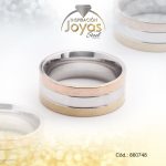 Anillo de Acero Matrimonio 3 Tonos Línea Talla 8 - 860748