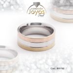 Anillo de Acero Matrimonio 3 Tonos Línea Talla 9 - 860749 - Imagen 2