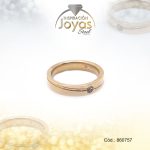 Anillo de Acero Matrimonio Circón Dorado Talla 9 - 860757