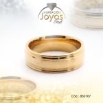 Anillo de Acero Matrimonio Dorado Pulido Talla 8 - 860767