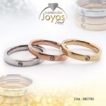 Anillo de Acero Variado Circón 3 Tonos Triple Talla 7 - 860769