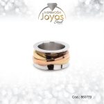 Anillo de Acero Matrimonio 3 Tonos Línea Talla 8 - 860779