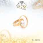 Anillo de Acero Variado Perla Dorado Geométrico Talla 6 - 860781