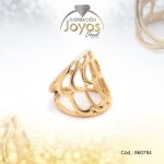 Anillo de Acero Variado Dorado Línea Talla 7 - 860784