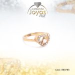 Anillo de Acero Variado Circón Dorado Corazón Talla 4 - 860785