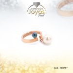 Anillo de Acero Ajustable Perla Dorado Esfera Talla 6 - 860787