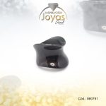 Anillo de Acero Variado Esmalte Negro Ondulado Talla 6 - 860791