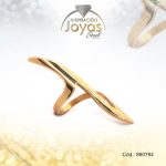 Anillo de Acero Variado Dorado Abstracto Talla 6 - 860794