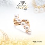 Anillo de Acero Variado Perla Dorado Múltiple Talla 9 - 860799