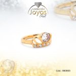 Anillo de Acero Variado Circón Dorado Corona Talla 7 - 860805