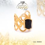 Anillo de Acero Variado Piedra Dorado Línea Talla 7 - 860809