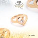 Anillo de Acero Variado Circón Dorado Corazón Talla 5 - 860814