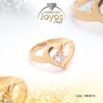 Anillo de Acero Variado Circón Dorado Corazón Talla 6 - 860815